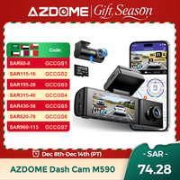 AZDOME M590 Dash Camera for Cars 3 Channel Car Camera GPS WiFi 2.5K+1080P*2 Dash Cam with 64GB Card Parking Monitor Night Vision