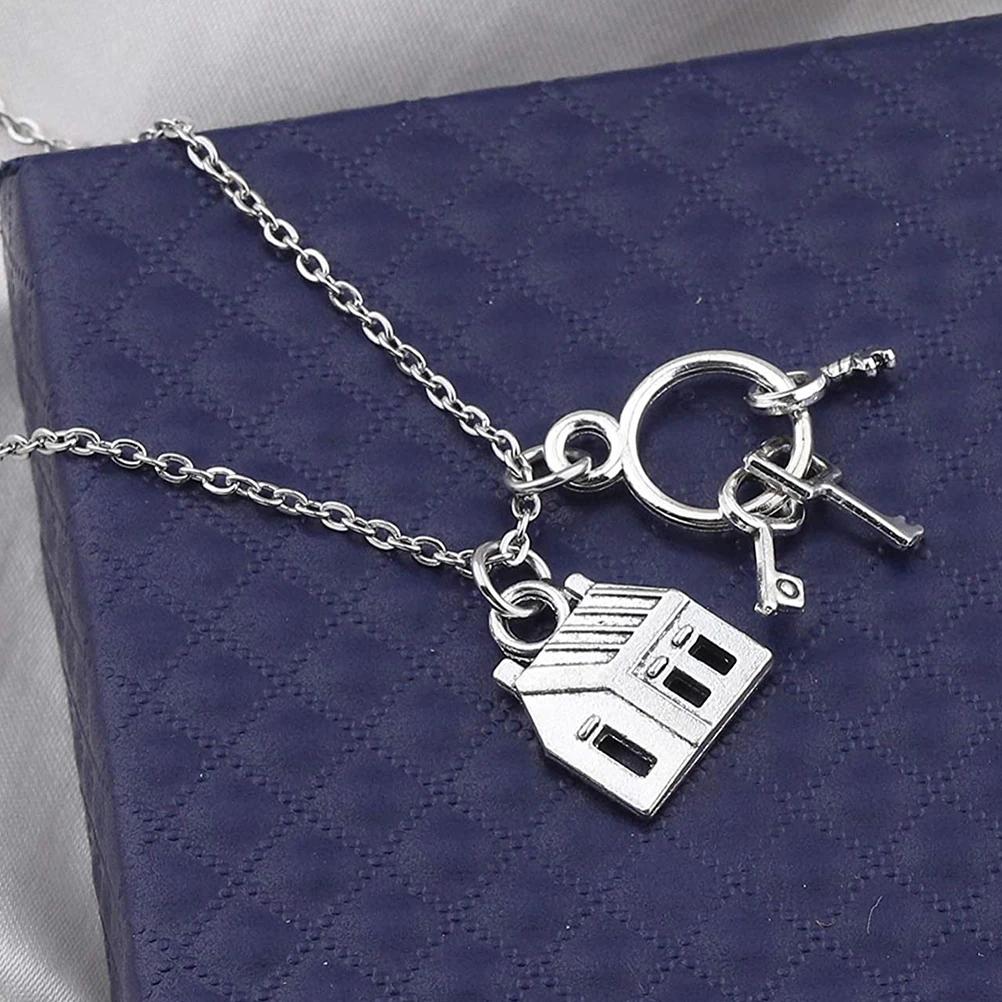 

House Pendant Necklace Alloy Jewelry Sweater Chain Unique Design Charm Key Real Gift Safe Durable Skin Friendly Matching