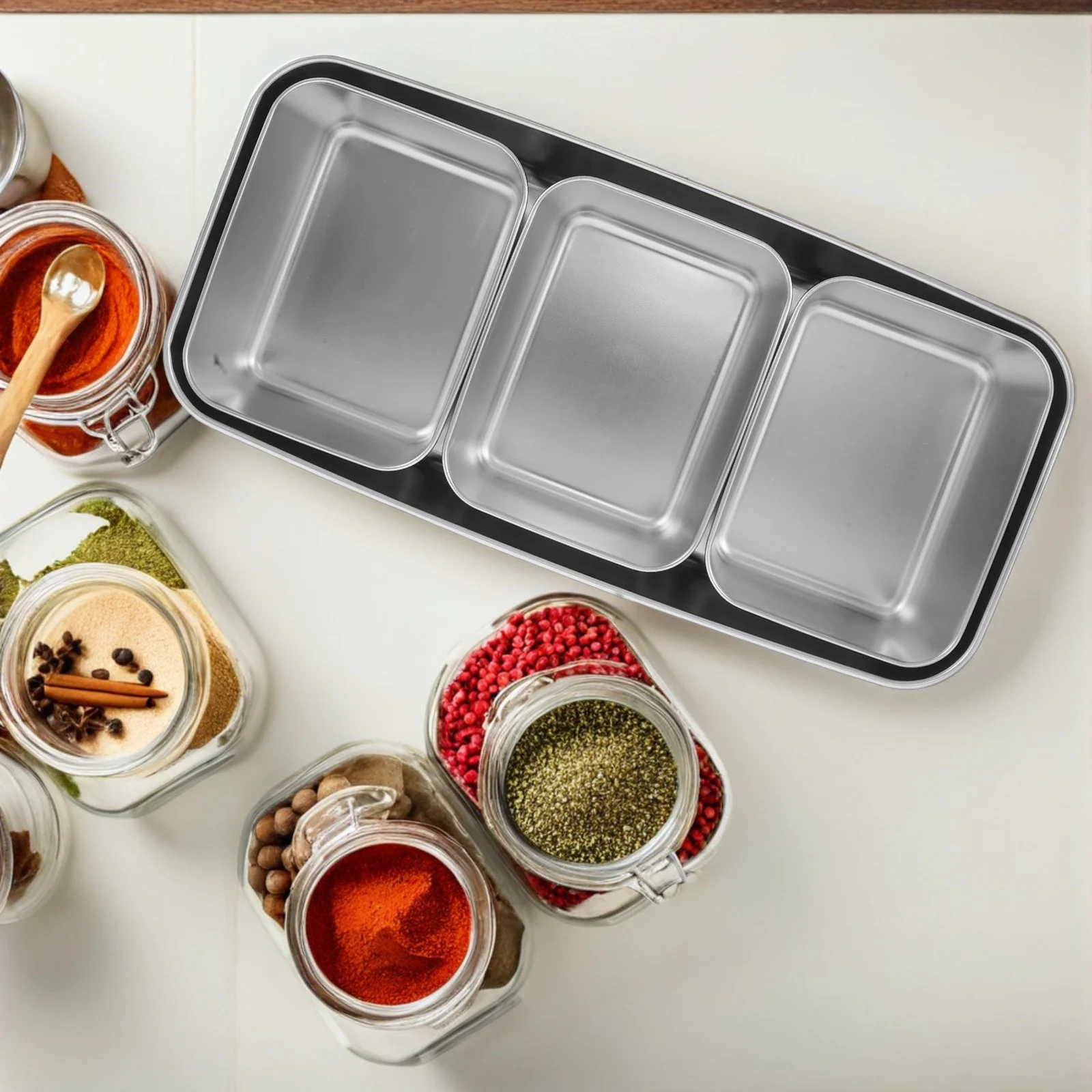 

Stainless Steel Seasoning Box Bottle Container Bin Condiment Kitchen Jar Jars with Lids Spice Pots Storage