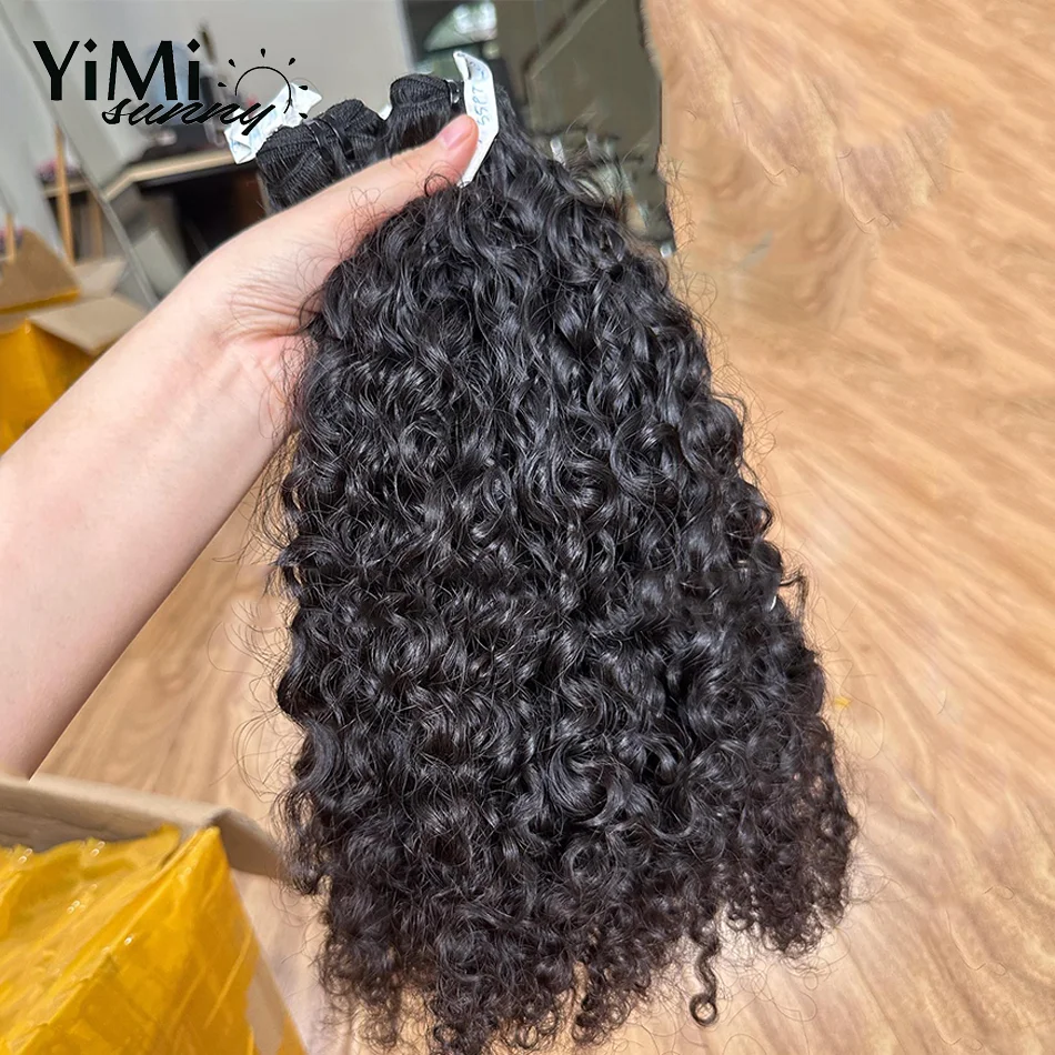 Yimisunny-Tecer de cabelo humano encaracolado não processado virgem birmanês, trama de extensão, cabeça cheia, 100%, 100g, 4 pcs por pacote, atacado