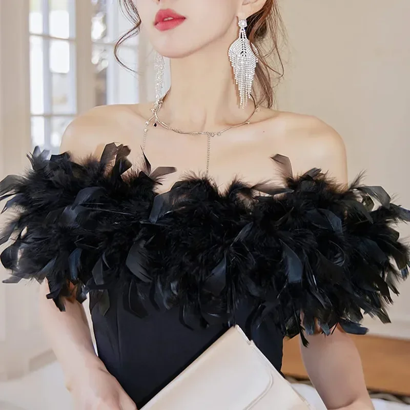 1 متر الأبيض تركيا الريش تقليم الحرف DIY بها بنفسك فساتين الزفاف حفلة إكسسوار منزلي كرنفال بلوماس الشريط الخياطة الديكور #3