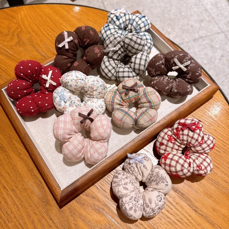 

Girls Ball Head Flower Hair Band Girls Ponytail Head Flower Scrunchie Headdress Girls New Large Intestine Hair Accessories ZX07