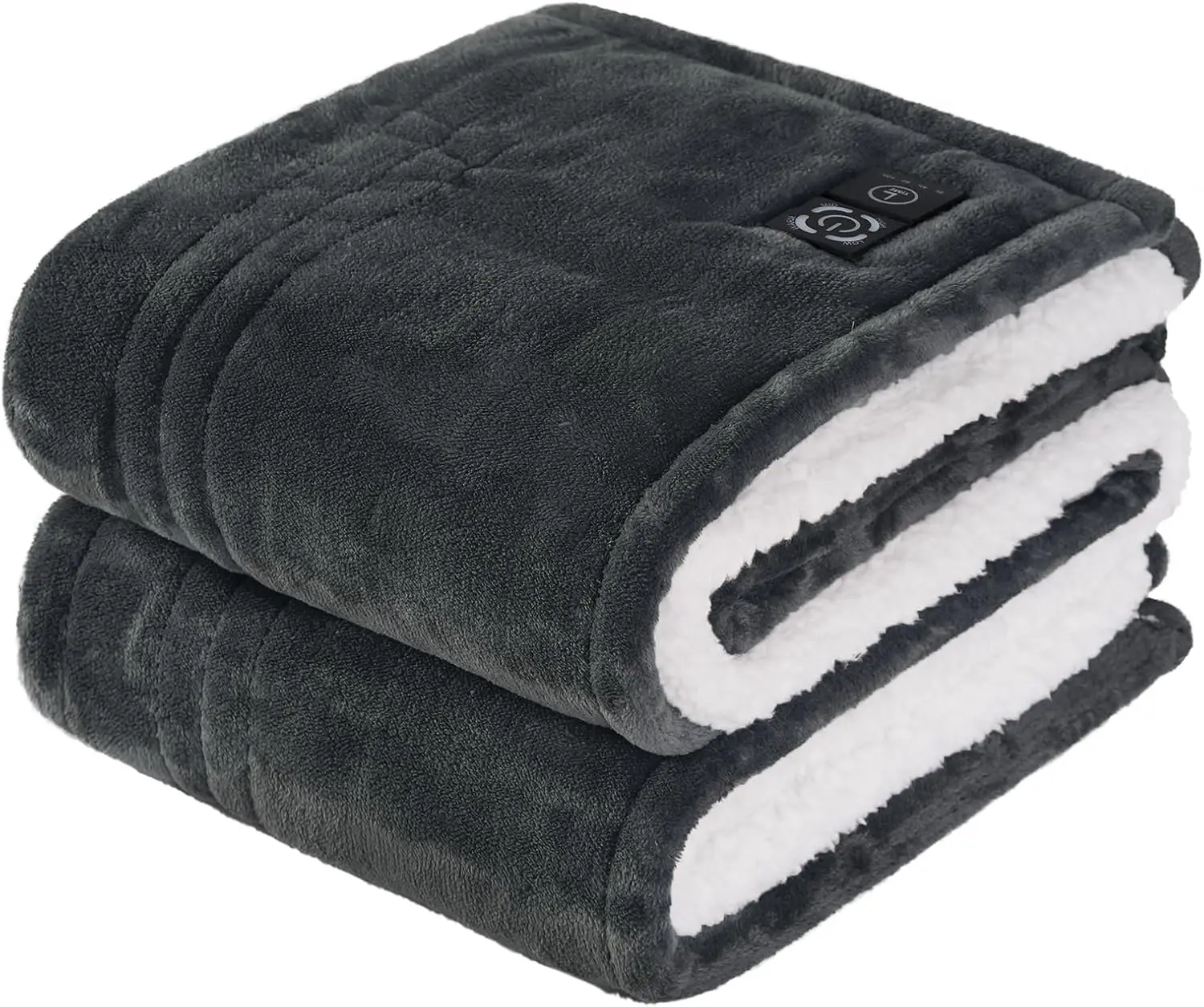 

Electric Heated Blanket Throw with Auto-Off & 4 Heat Levels, Reversible Flannel Sherpa, 50x60 Inch, Overheat Protection