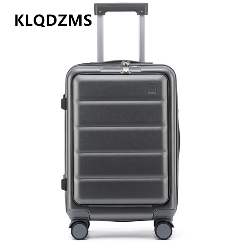 KLQDZMS High Quality Suitcase Front Opening Laptop Boarding Case USB Charging Trolley Case 20