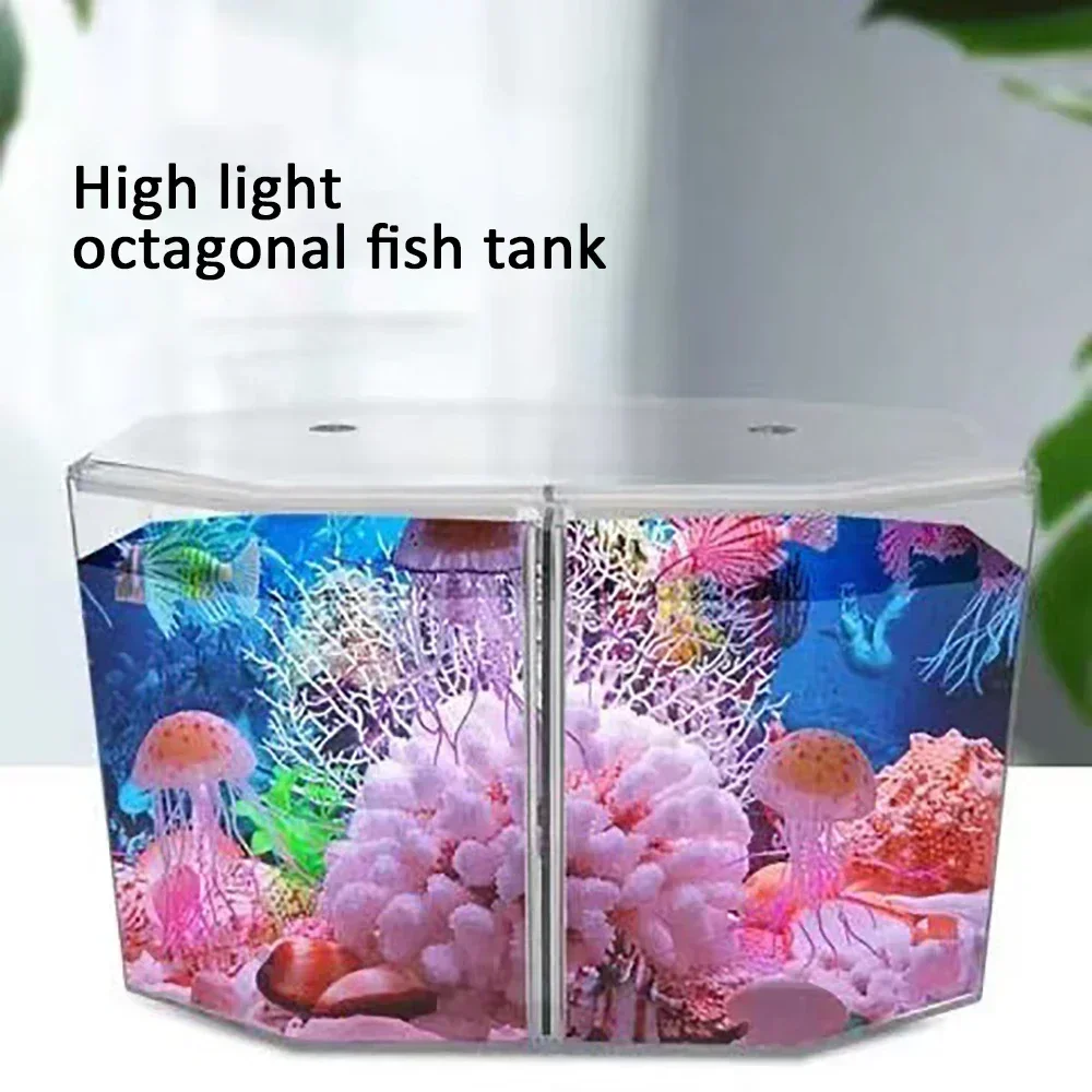 

Acrylic Guppy Fish Tank Double-grid Aquarium Betta Fish Tank Landscaping Transparent Aquarium Hatching Breeding Isolation Box