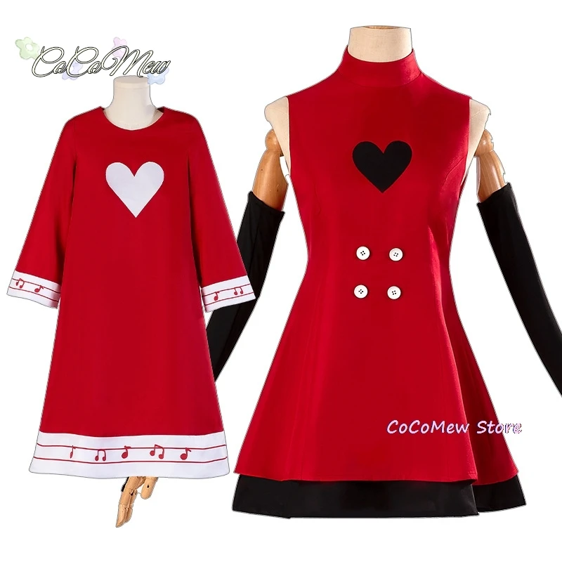 กระโปรงคอสเพลย์ชาร์ลีเดรสสีแดงคอเต่าของผู้หญิงเครื่องแต่งกายวันฮาโลวีนแฟนเกมอนิเมะเฮสบินกระโปรงเซ็กซี่ใช้ได้ทุกวัน