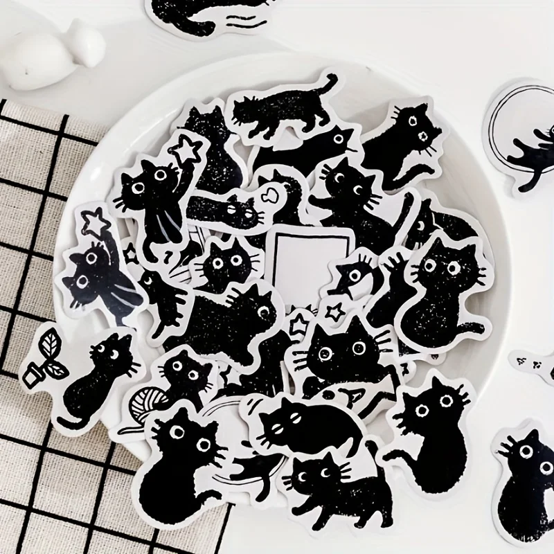 MOHAMM 45pcs Cute Animal Cat Paper Stickers Decorative Material Stickers for Collage Scrapbooking DIY Journaling Gift Stickers