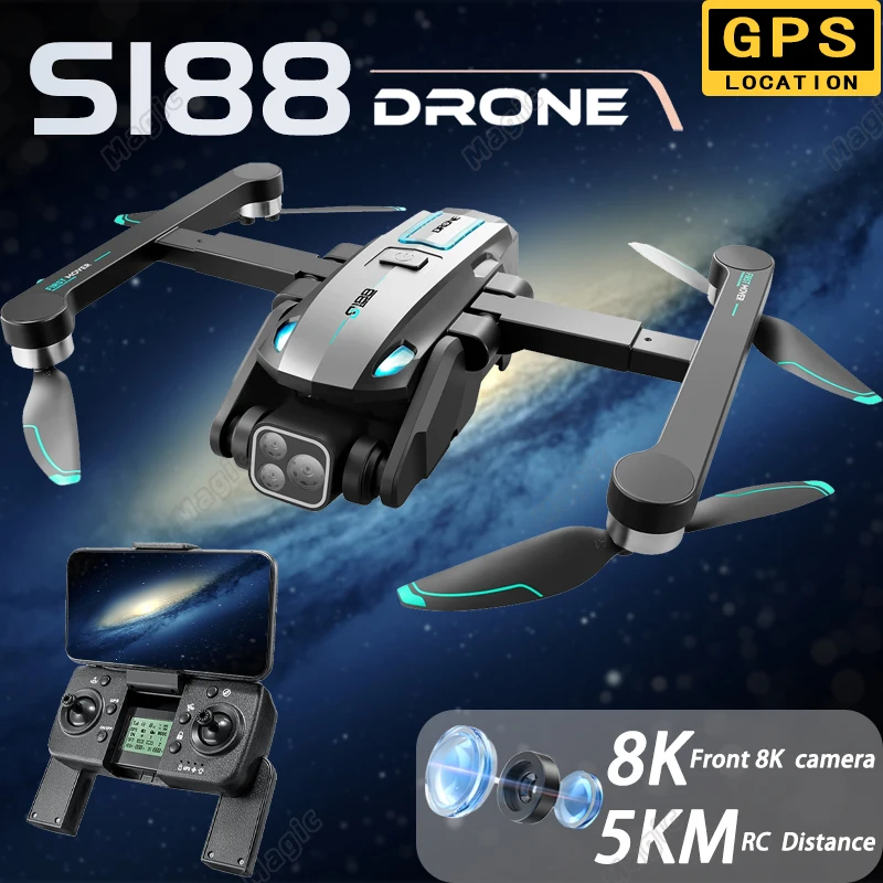 Nowy S188 Mini Drone 8K kamera HD FPV składany RC profesjonalna fotografia lotnicza WIFI Quadcopter helikopter samolot zabawki prezenty