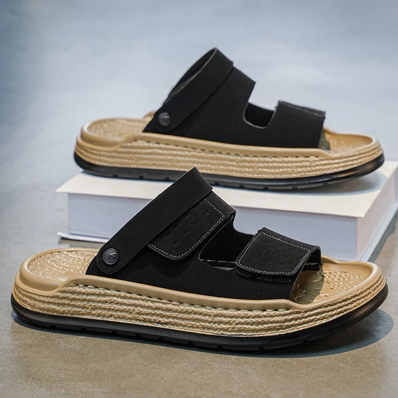 

2026 Autumn Mens Casual Sandals Anti Slip Breathable Man Beach Slippers Fashion Comfortable Wear-resistant Flat Outdoor Footwear