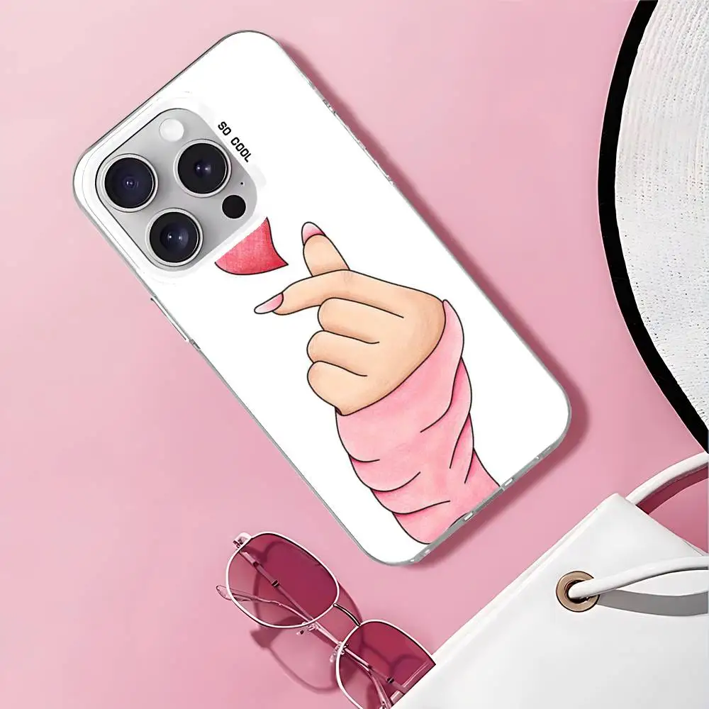الحب على الاصبع Kpop القلب قضية الهاتف آيفون 17 16 15 11 12 13 14 برو ماكس 16 زائد 12 Mini 7 8 XR XS 15Pro ماكس كوف #5
