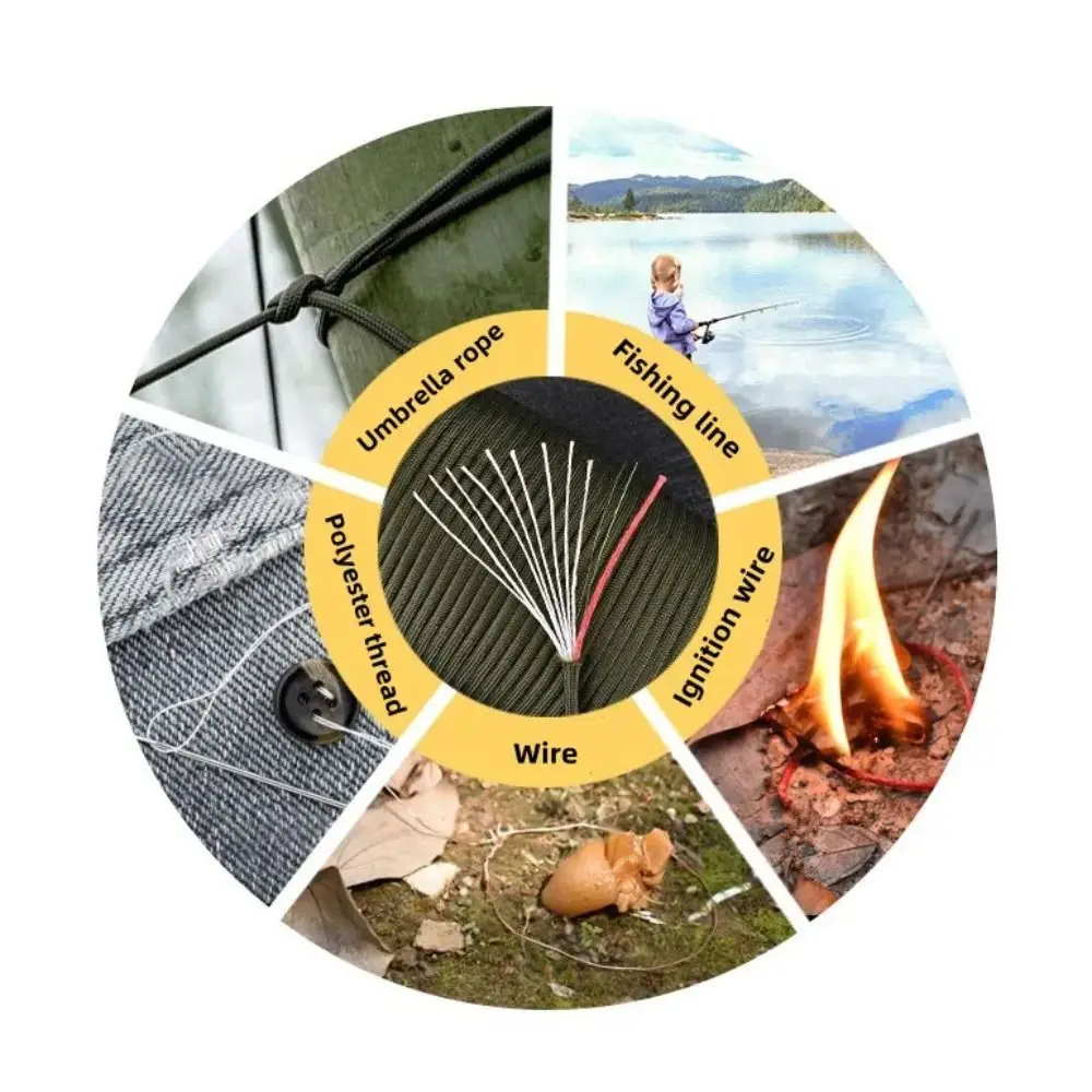 Corda de Resgate Paracord de 100M, Estrutura de 9 Núcleos, Diâmetro de 4mm, Paracord de Sobrevivência Tipo 550, Material de Poliéster, Paracord para Camping