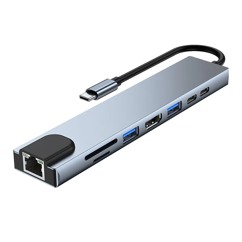 1 PCS USB C Hub Tipo C para 4K - Adaptador Compatível USB-C Dados PD Carga Rápida USB Hub