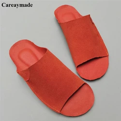 Careaymade-Genuine Leather Original summer cowhide handmade women's slippers,Cowsude comfortable soft sole casual women sandals
