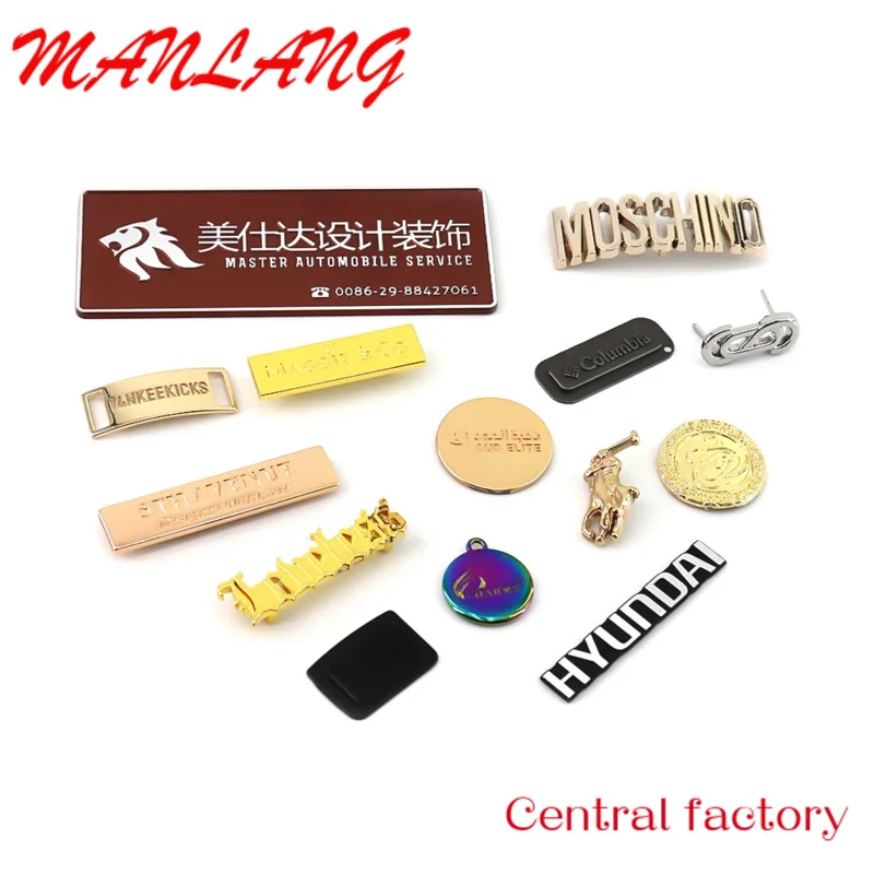 

Custom Custom Metal Clothing Logos Labels Name Sewing Metal Garment Label Plate Tags