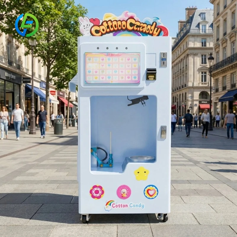 FL Customized Self Service Cotton Candy Vending Machine with Coin Slot and Secure Card Payment Feature