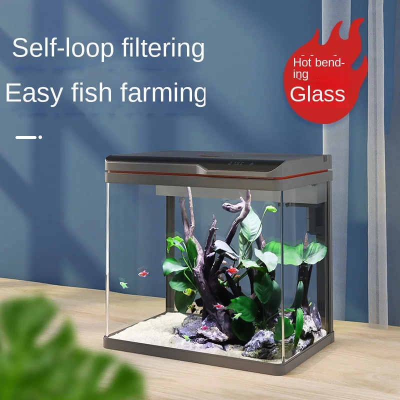 Fish Tank Small Living Room Aquarium Ecological Desktop Creativity Fish Globe Household Change Water Glass Cylinder