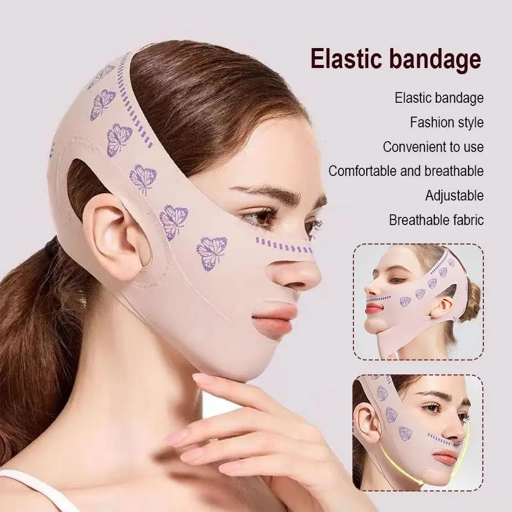 Fasciatura dimagrante per il viso a due piani cintura per il sollevamento del viso rughe mento Line Lift V Shaper Strap Beauty Face Face Face Band Anti Chee X9U0