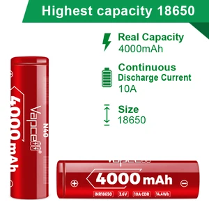Batterie 18650 der höchsten ursprünglichen Kapazität Vapcell 4000mAh N40 INR 10a 3,6 V wiederaufladbare Batterien für Laterne 10 Hauptverkauf Batterie Vapo - №3