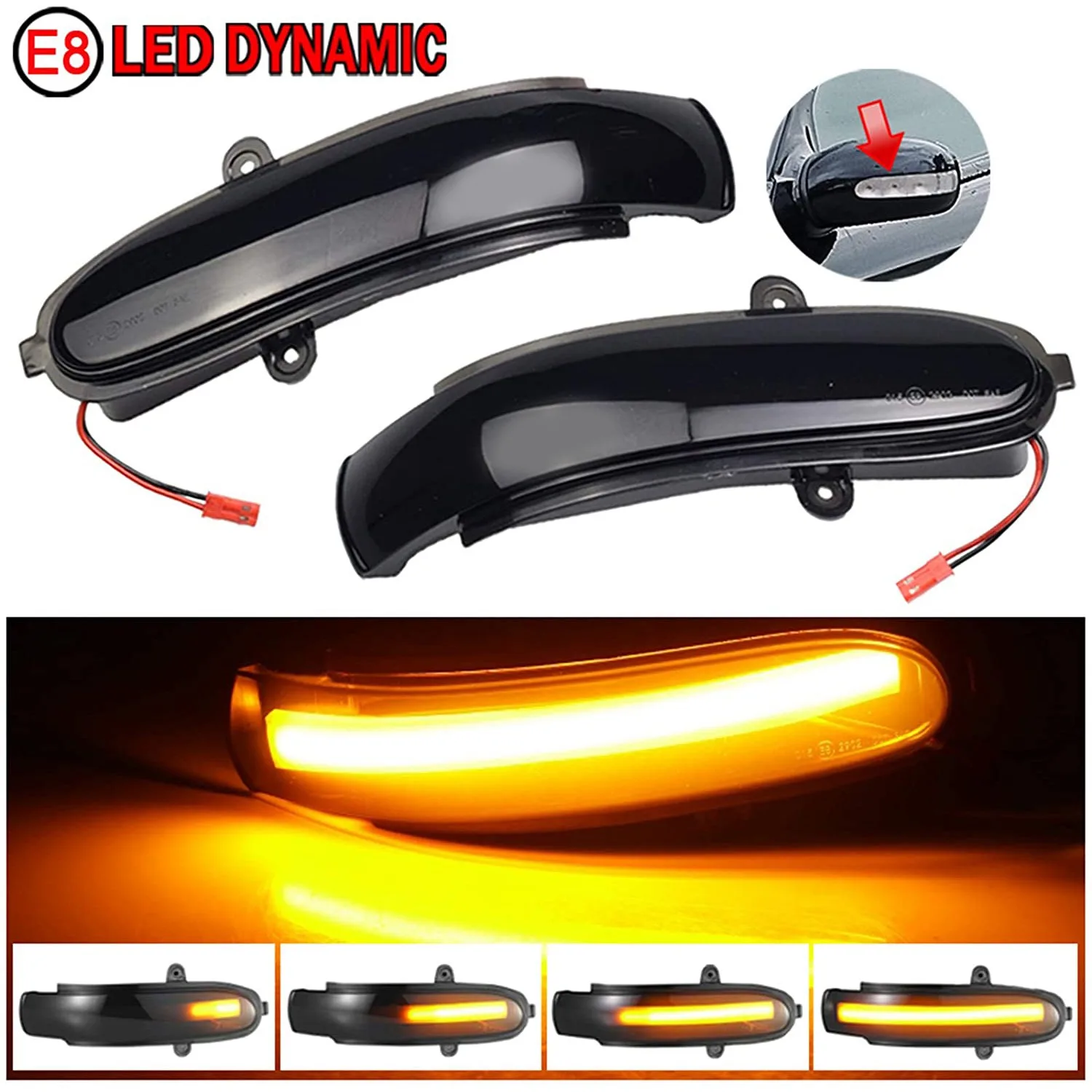 Dynamic LED Rearview Side Mirror Blinker Indicator Light Turn Signal Lamp for Mercedes Benz C W203 T-Modell CL203,Smoked