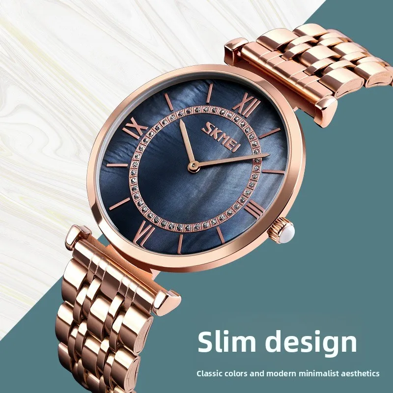 Mother of Pearl Dial Couples Watch, Stainless Steel Band Unisex Quartz Wristwatch, Matching His & Hers Set