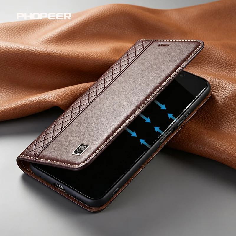 Luxury Genuine Leather Case for Huawei Magic 8 7 6 5 4 3 2 Pro Lite Ultra Napa Pattern Inner Grid Phone Case