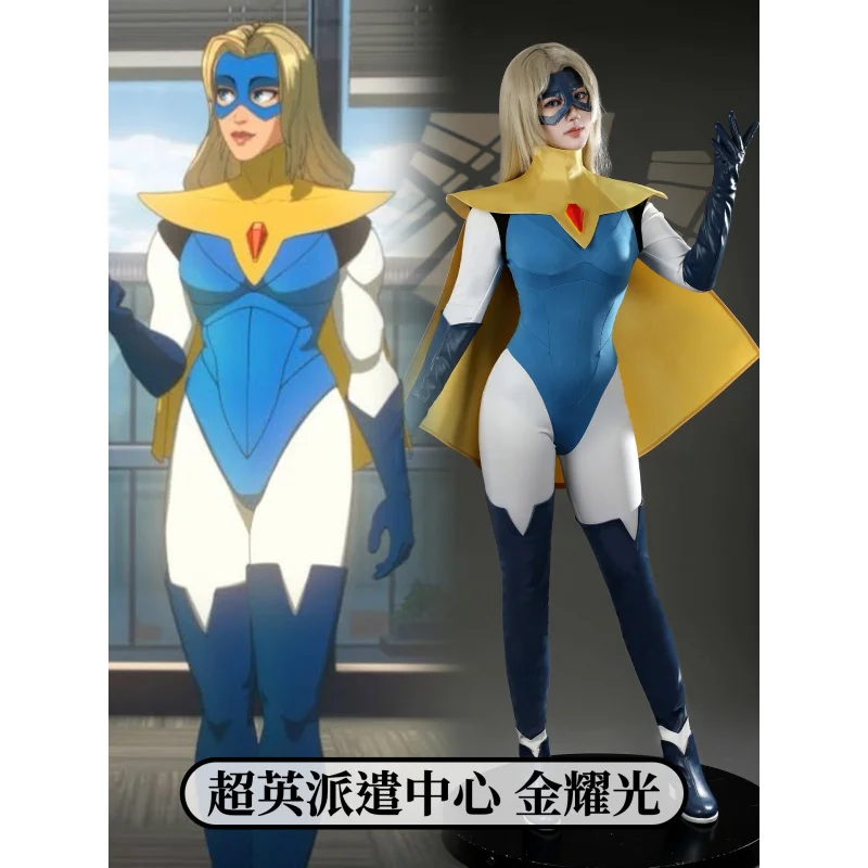 Blonde Blazer Game Dispatch Cosplay Costume Women's fantasy jumpsuit, leg cover cloak mask shoes Halloween party uniform XS-XXXL view 5