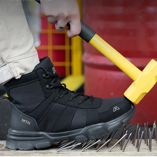 Imagen 2 del producto Zapatos de seguridad ligeros y transpirables para hombre, puntera de acero, zapatos de trabajo antigolpes, botas de seguridad indestructibles antipinchazos