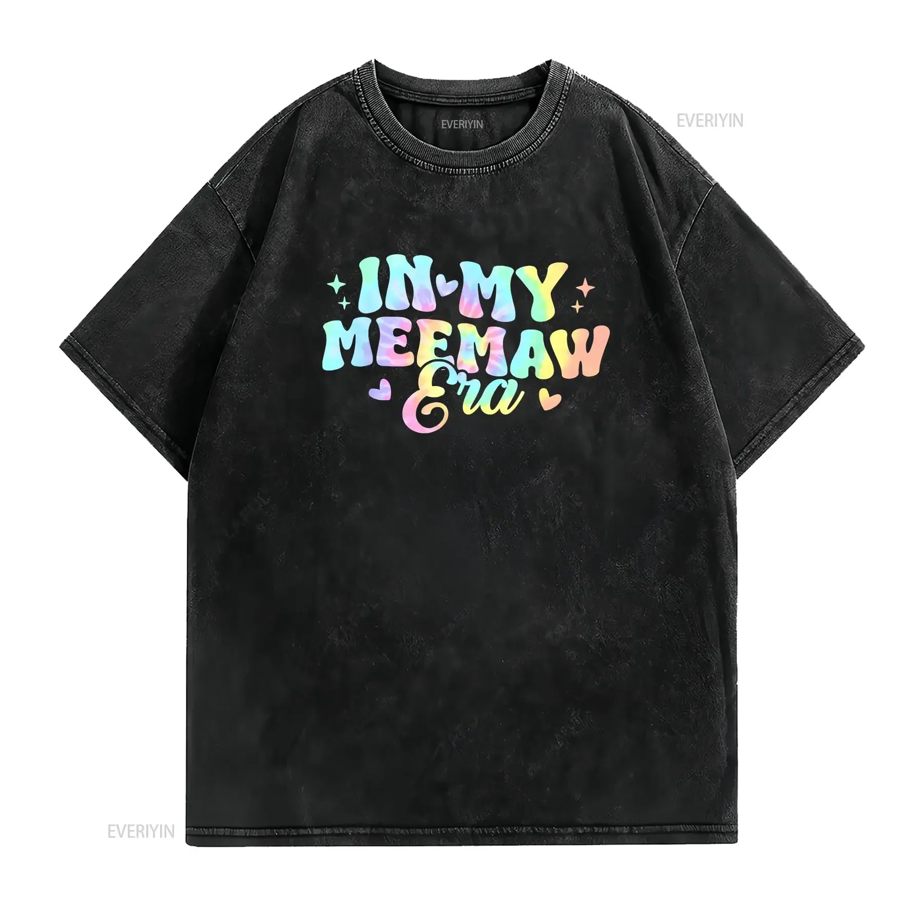 Retro Groovy In My Meemaw Era Tie Dye T Shirt  vintage Washed homme Stretched Breathable fashion streetwear Casual Versatile