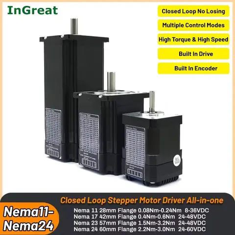 통합 폐쇄 루프 스텝퍼 모터 드라이브, 올인원 드라이브, Nema11 Nema17 Nema23 Nema24, 간편한 서보 CNC 라우터