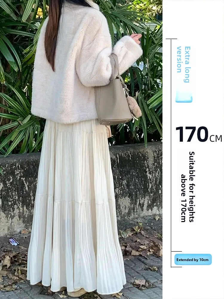 

Свободная шифоновая юбка А-силуэта женская, весна-осень, цвет хаки, плиссированная, средней длины, для повседневной носки, мягкая, удобная, в корейском стиле