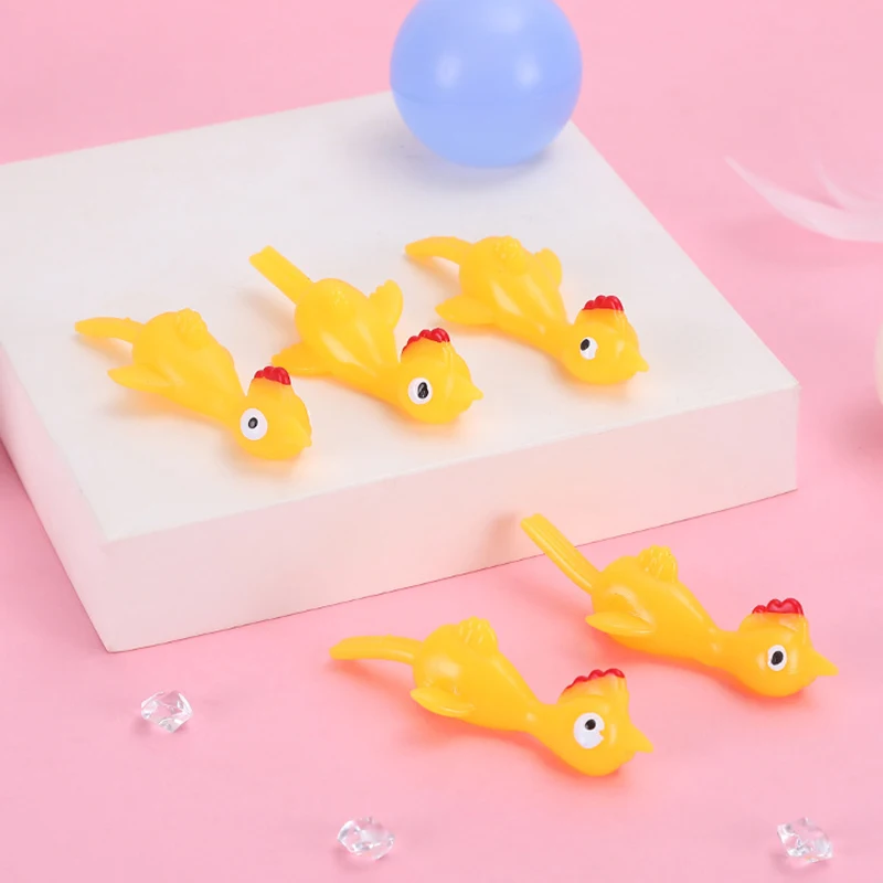 10Pcs Novel Catapult Chicken Toy light Rubber Finger Prank Flying Toy Slingshot Chicken Finger Toy Party Event Small Gift