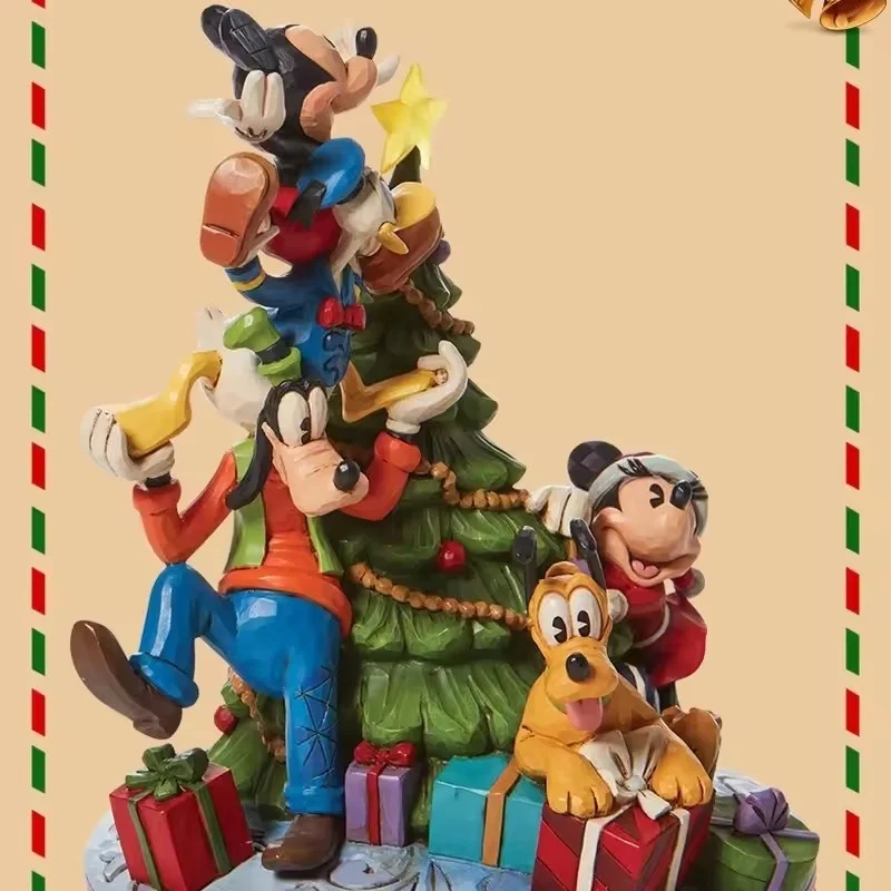 

In Stock Original 21cm Disney Mickey And Friends Can Light Up Christmas Tree Decoration Figurine Christmas Gift Toys