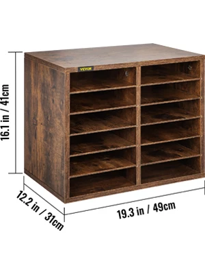 VEVOR Wood Literature Organizer Adjustable Shelves Medium Density Files Documents Papers Magazines Storage for Office School