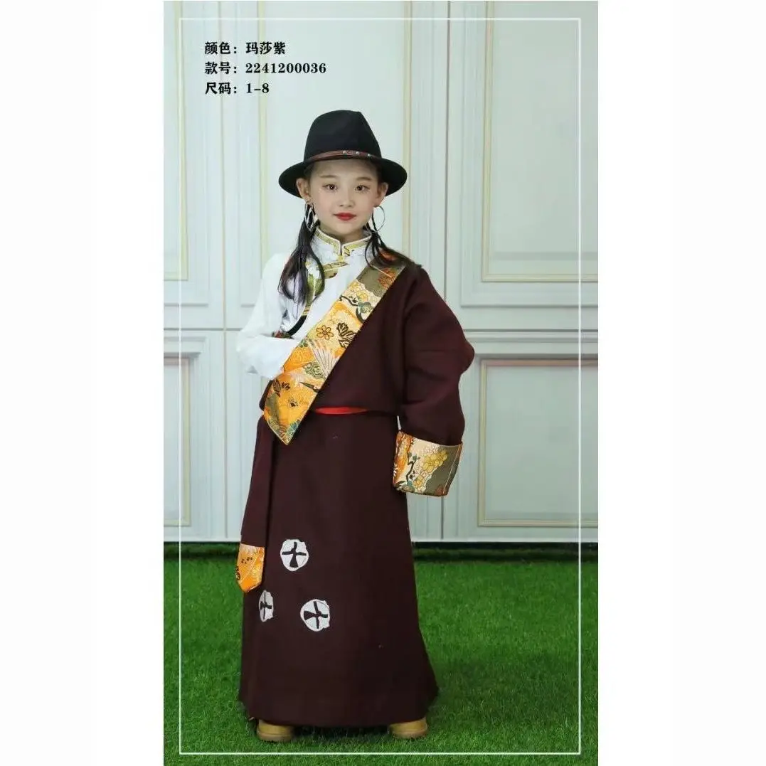 25 سنة الأطفال رداء التبت الجديد التطريز تقليد الملابس التبتية الفتيان والفتيات نفس النمط