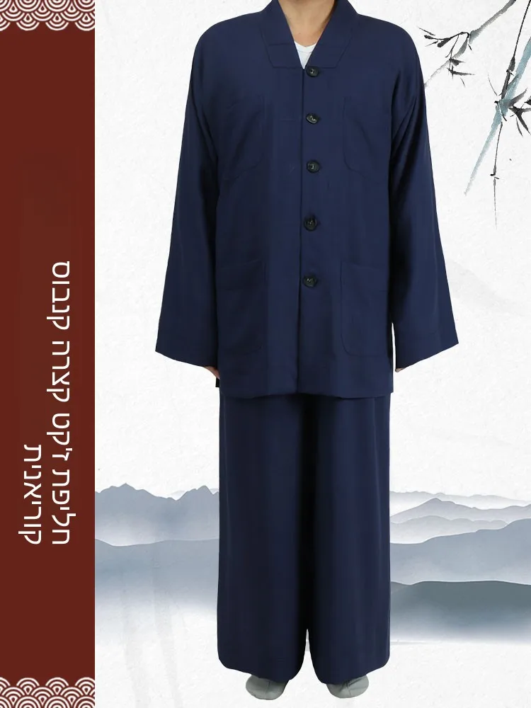 ensemble-de-robe-monastique-legere-d'ete-pour-homme-respirant-couleur-unie-decontracte-avec-boutons-decoratifs-veste-courte-en-coton-et-lin