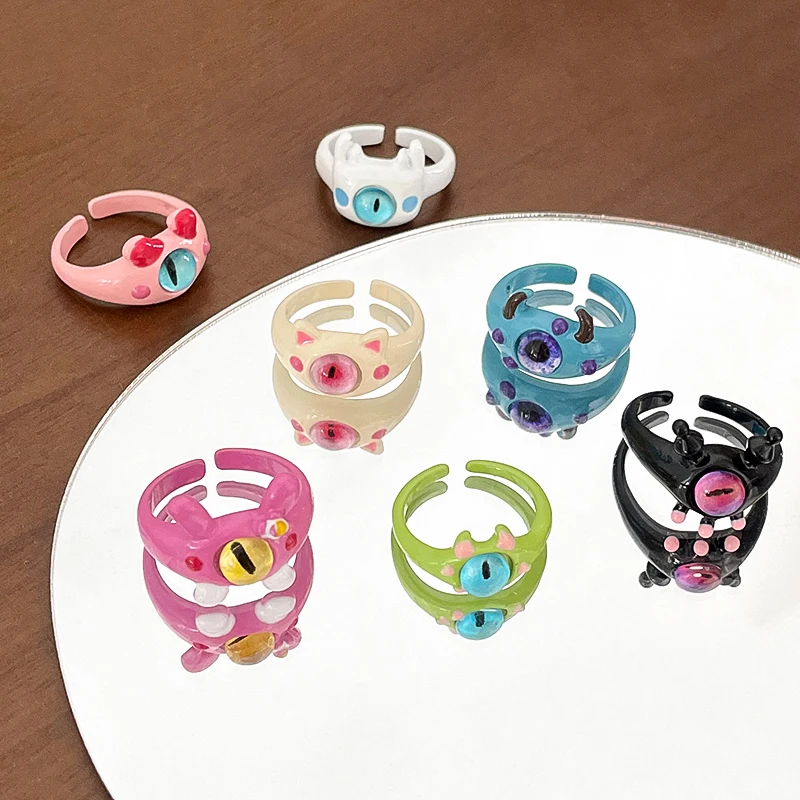 1pcs Little Monster Elf Cute One-eyed Monster Ring Female Personality Design Open Ring