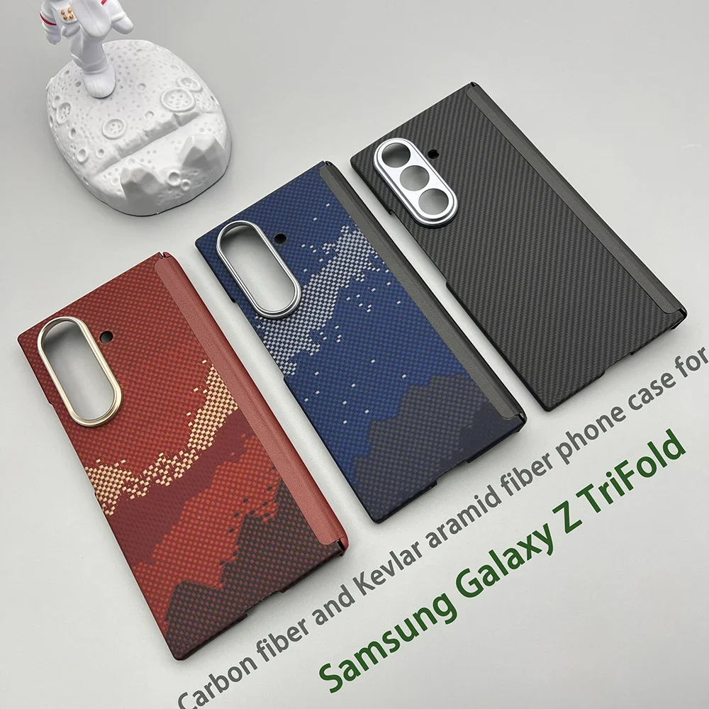 

For Samsung Galaxy Z TriFold Phone Case Kevlar Aramid Fiber Hard Carbon Ultra-Thin Lightweight Magnetic Protection Cover