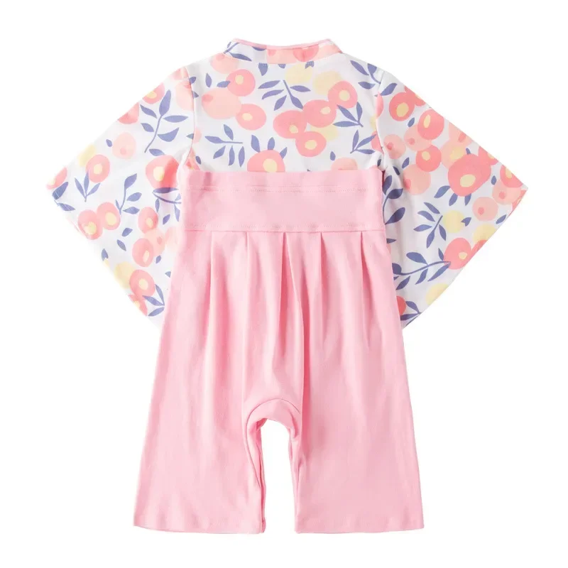 Baby Girl Kimono Kids Janpan Style Jumpsuit Baby Clothes Japanese Romper Print Kimono Floral Pink Bow Bbay Girl Fall Clothes