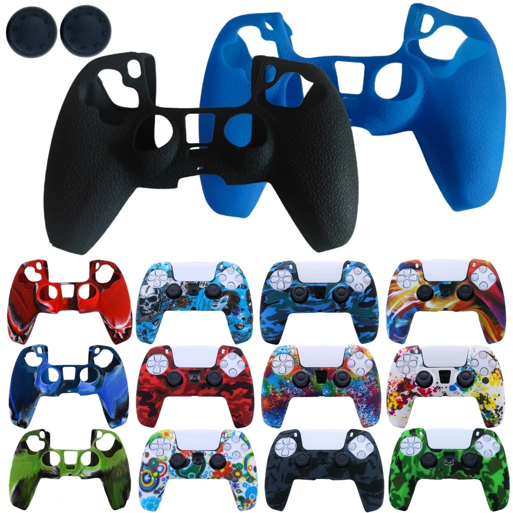 Protective Cover Case For SONY Playstation 5 PS5 Console joystick Controller Silicone Anti-slip Cases With Thumb Stick Grip Caps