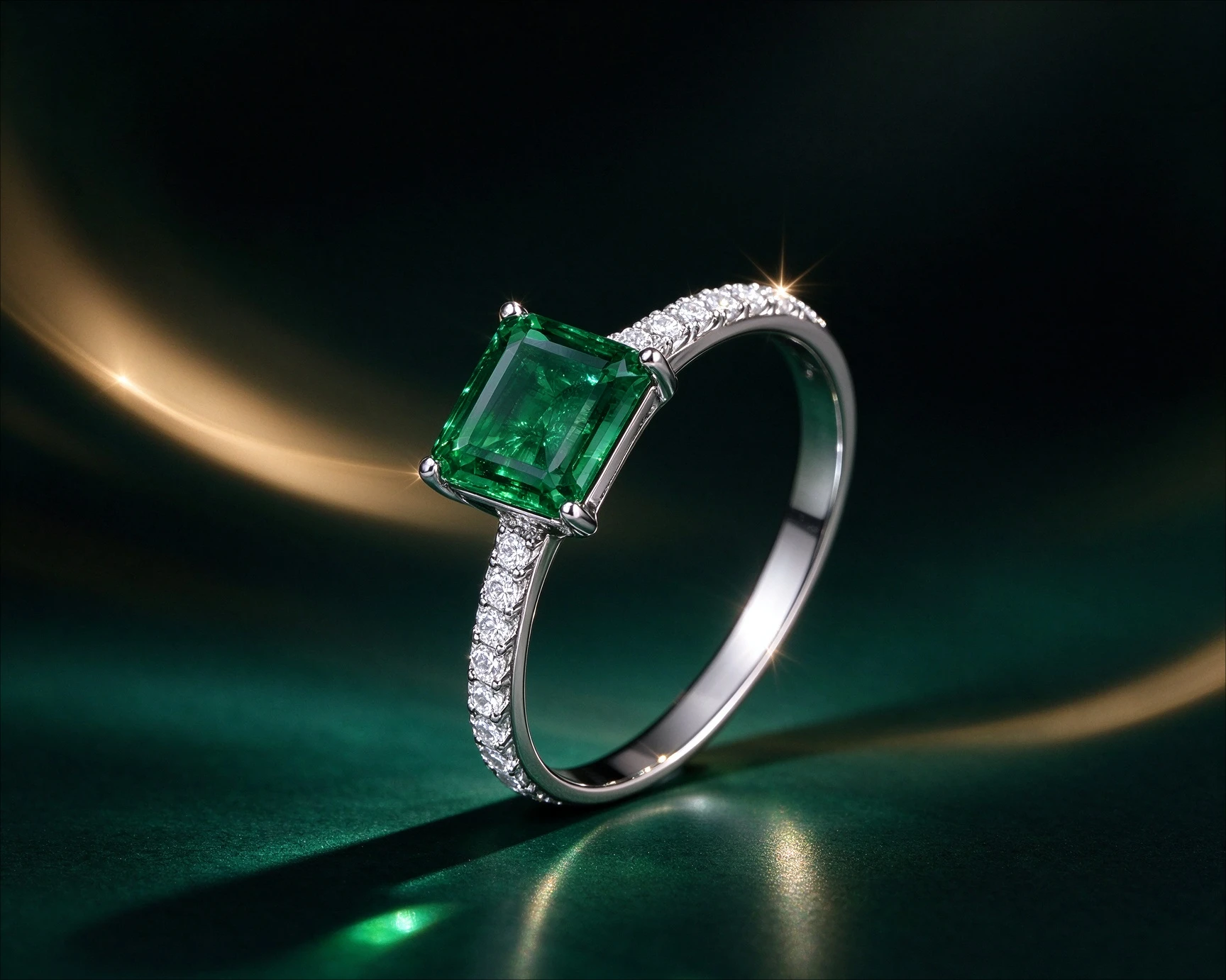 Luxury Solid Platinum PT950   Emerald Ring Women's Full Diamond Ins Style Small Square Sugar Women's Ring Gift for girlfriend