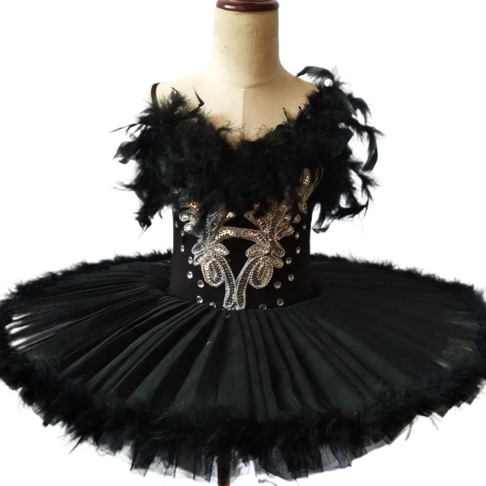 

White Black Ballet Feather Swan Tutu Dress Child Girls Professional Ballet Ballerina Dress Kids Girls Dance Wear