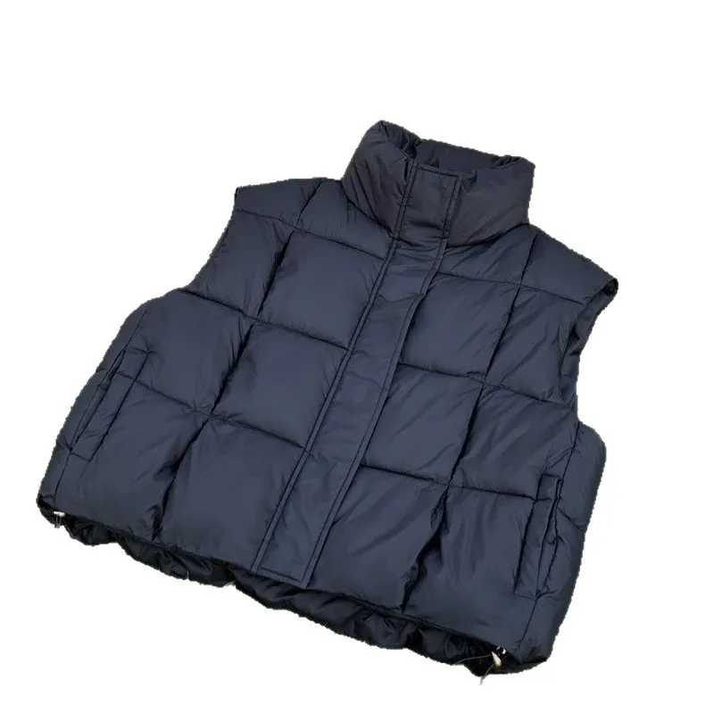 Solid Women Parkas Vest Coat Oversize Jacket Sleeveless Stand Collar Drawstring Hem Zipper Thick Loose Casual Autumn Winter 2025