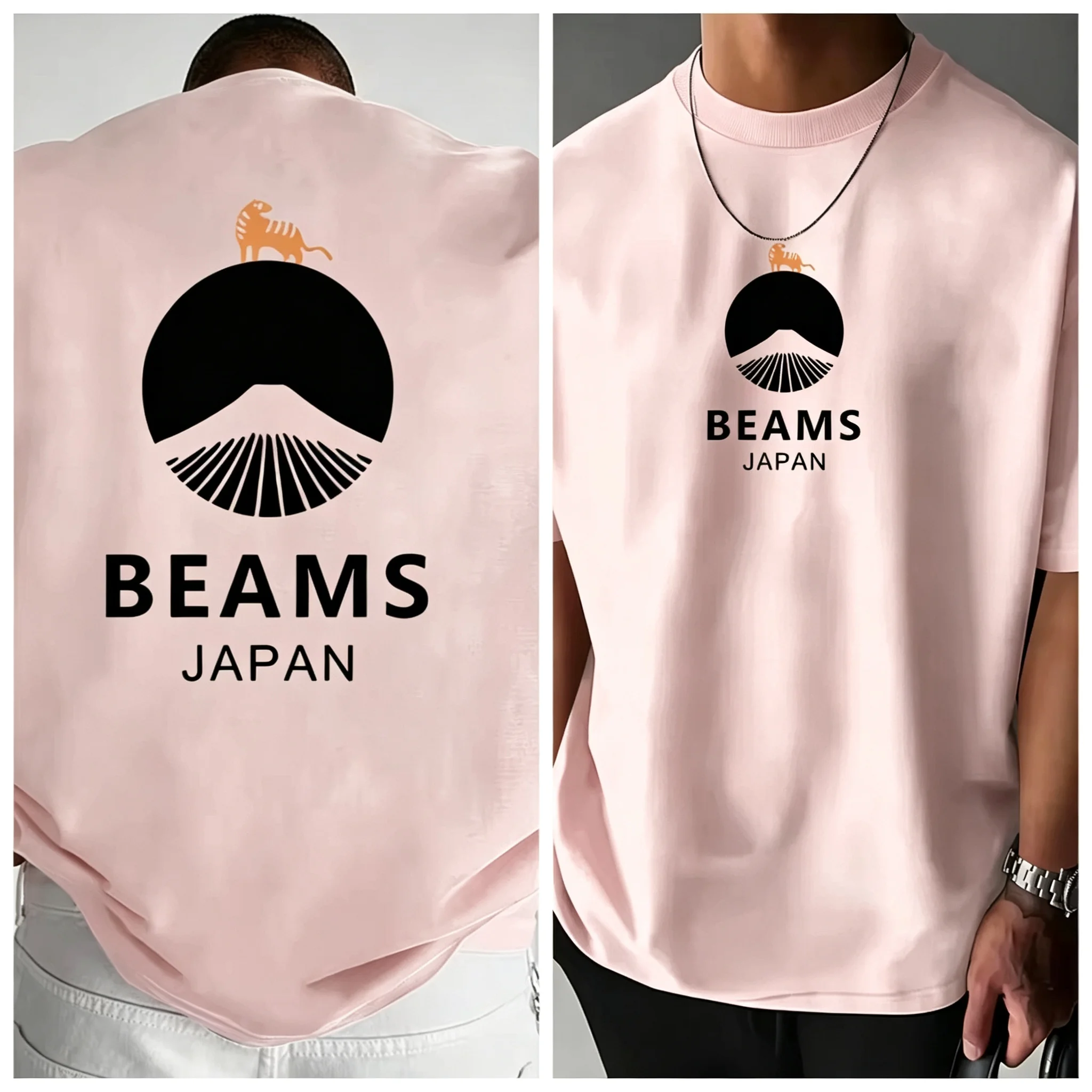 2026 New Family Matching Unisex Oversized T Shirt Japan Mountain Tiger Circle Logo Front Print Black Streetwear Tops