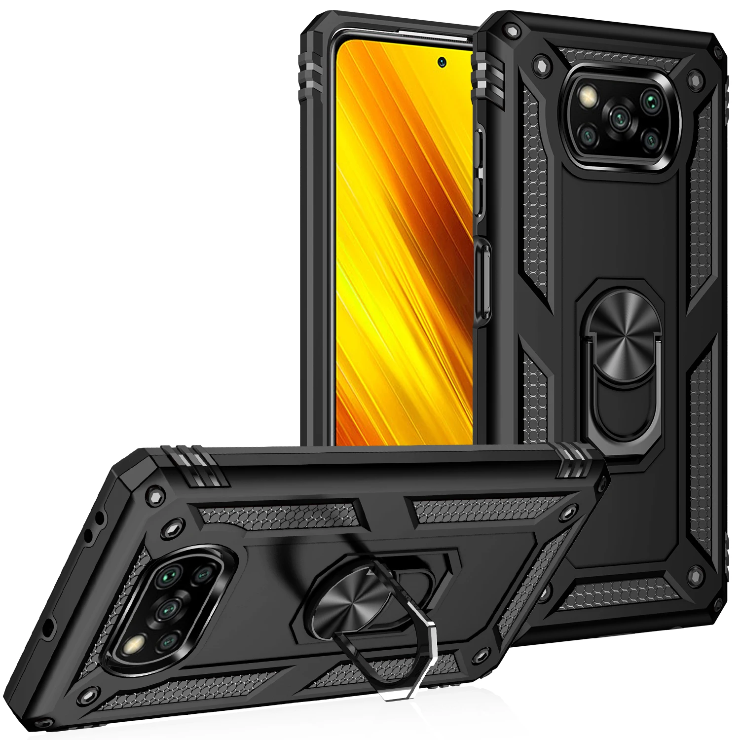 for POCO X 3 Pro Case Cover Xiaomi POCO X3 Pro Armor Rugged Military Shockproof Ring Holder Magnet Phone Case