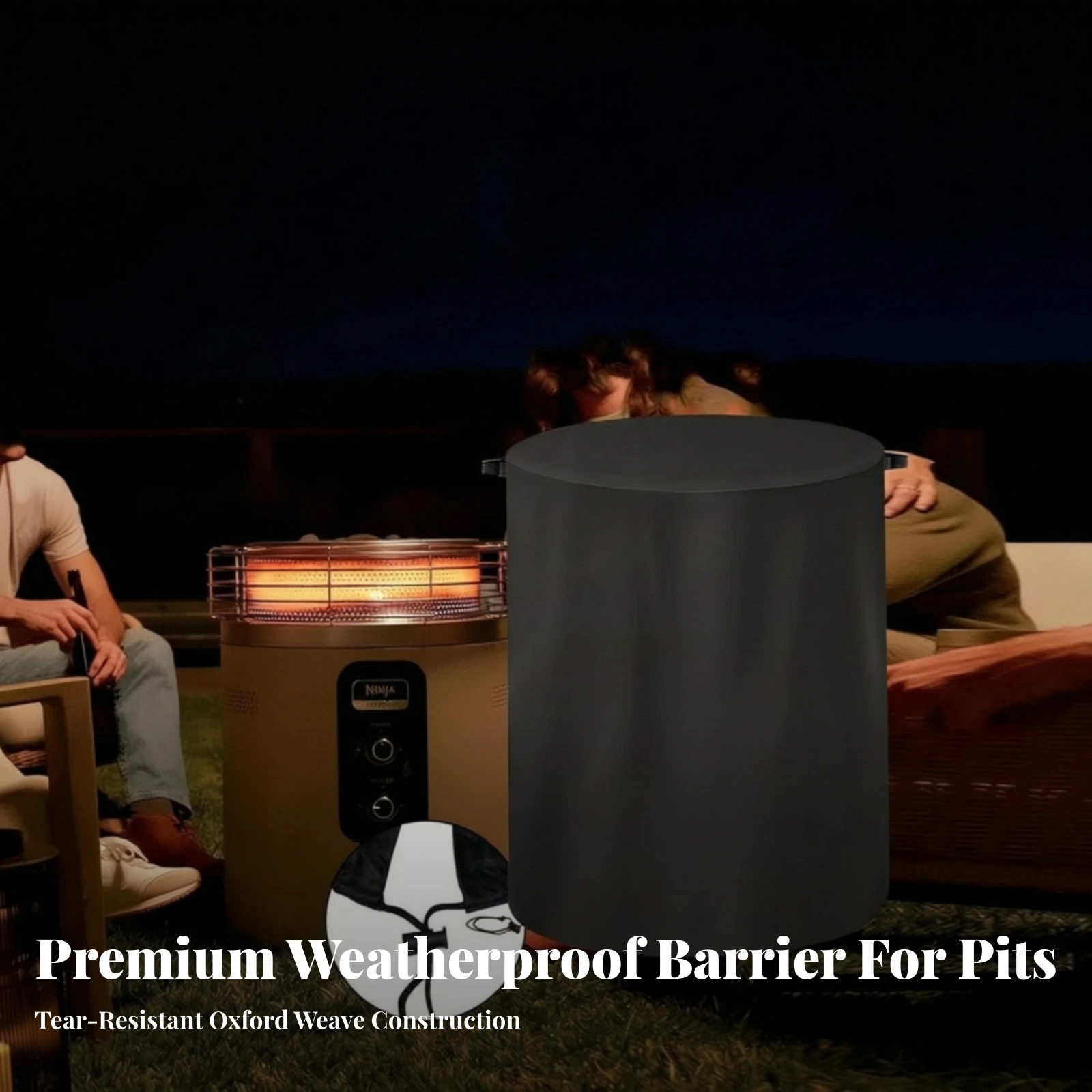 Round Fire Fire Bowl Cover Weatherproof Fire Fire Bowl Cover with Drawstring Waterproof Dustproof for Backyard, Garden