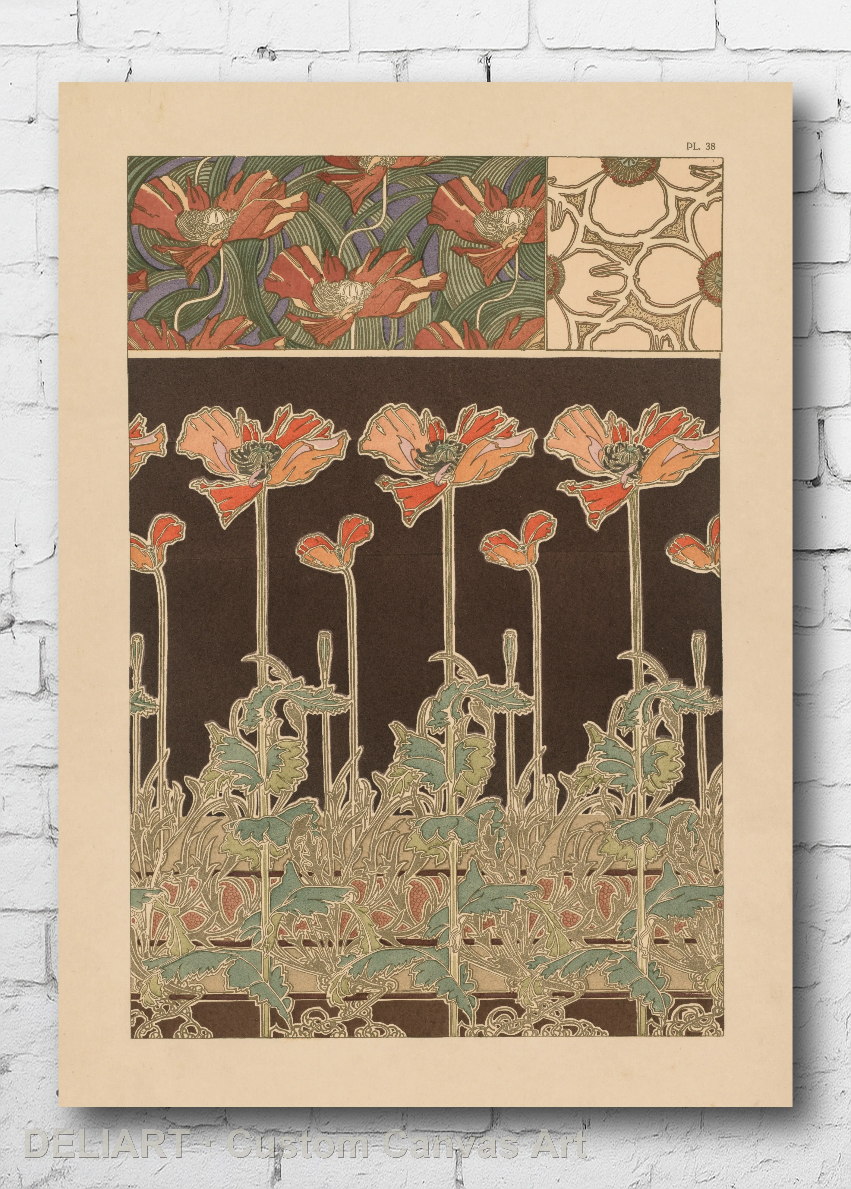 

Documents Decoratifs: Plate 38 by Alphonse Mucha - Vintage Travel Art Canvas Wall Art Poster Print Vintage Home Decor Unframed