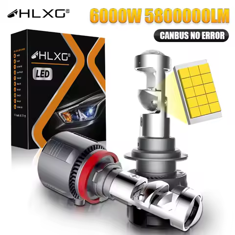 6000W 5800000LM H7 H4 Canbus Car Headlight Mini Lens H11 H8 9005 9006 HB3 HB4 LED Projector Bulb 6000K Auto Motorcycle Mini Lens