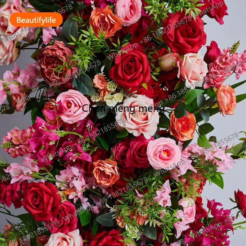 

2.3M Rose Pink Horn Flower Arrangement Wedding Background Stage Decoration Sheep Horn Door Decoration Flower Arrangement A50