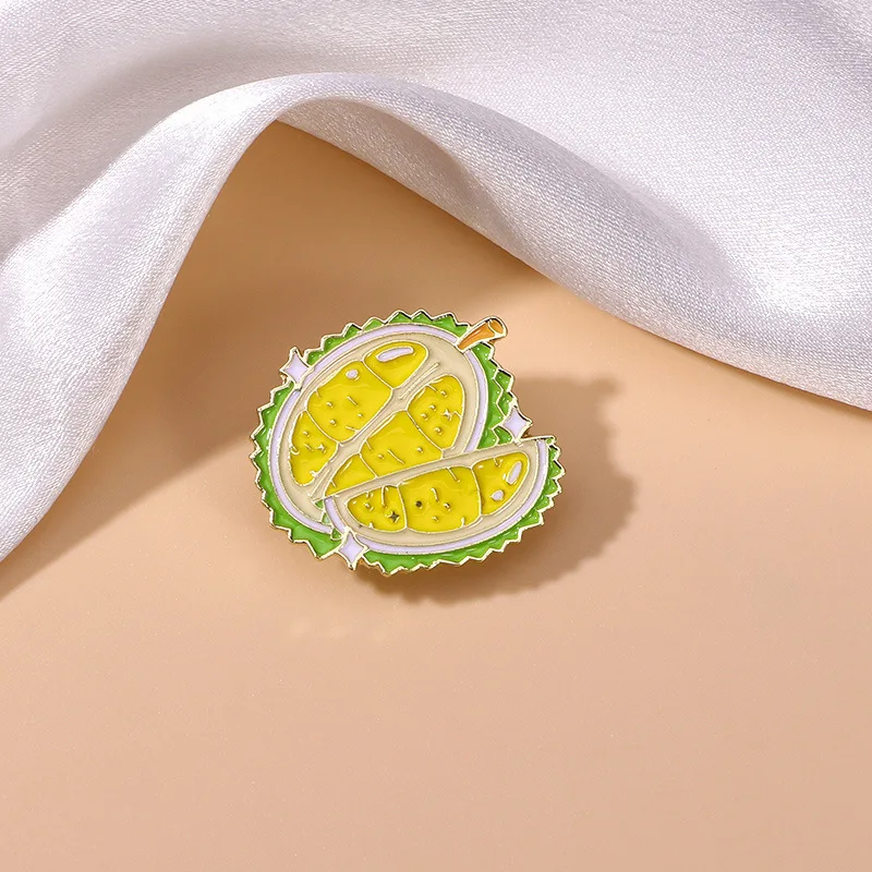 Creative Cartoon Cute Durian Shape Design Metal Brooch Casual Wear Badge Pin For DIY Clothing Bags Hat Scarf T-shirt Decoration