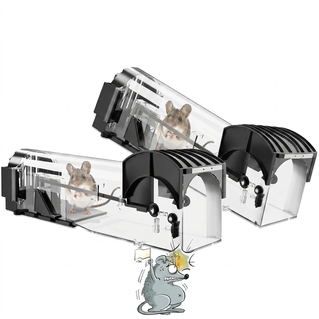 Reusable Mouse Catcher Smart Self-locking For Indoor Outdoor Garden Safe Firm Humane Plastic Rodents Trap Household Mousetrap